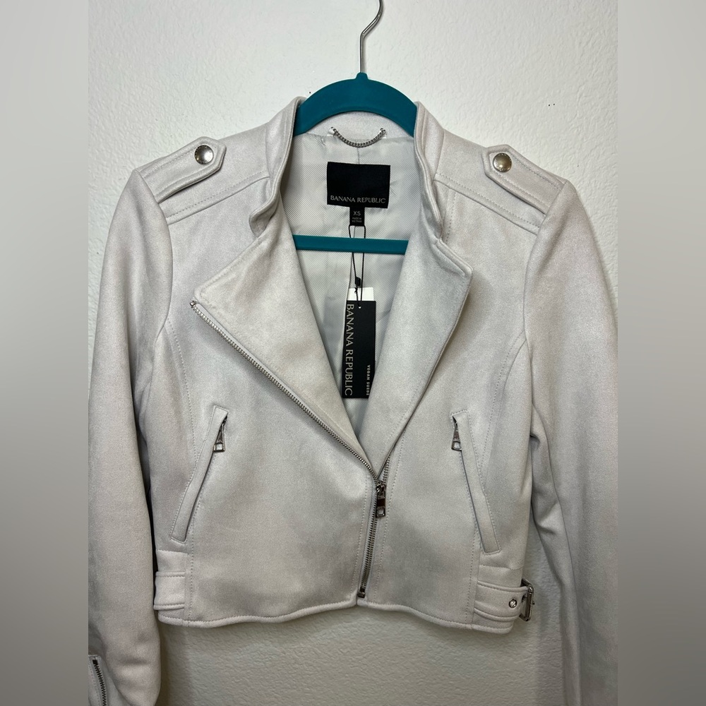 Banana Republic Faux suede moto jacket - XS Grey- tags still on! Never worn